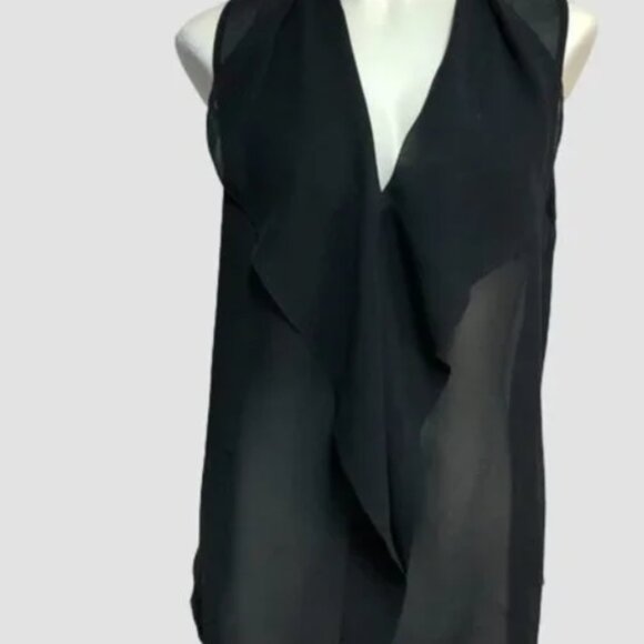 Aritzia Babaton Black Silk Blouse Sheer Ruffle Top, Size S - Picture 1 of 4